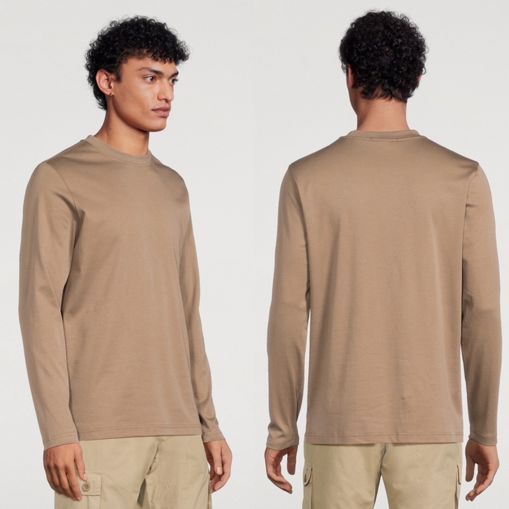 ROBERT BARAKETT • Georgia Long Sleeve T-shirt In Shitake - Picture 2 of 13